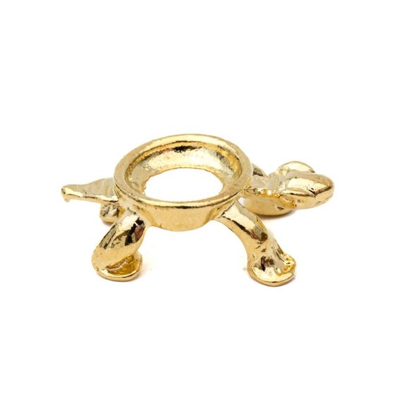 Mini Gold Tone Turtle Display Stand Gemstone Eggs Spheres Marbles Ball Holders - Picture 3 of 10